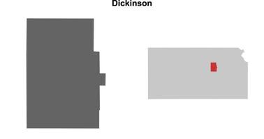 Dickinson County, Kansas blank outline map set vector