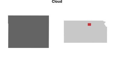 Cloud County, Kansas blank outline map set vector