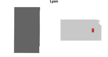 Lyon County, Kansas blank outline map set vector