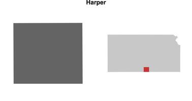 Harper County, Kansas blank outline map set vector