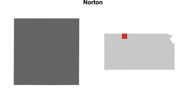 Norton County, Kansas blank outline map set vector