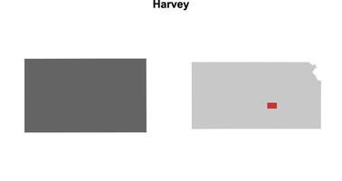 Harvey County, Kansas blank outline map set vector