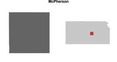 McPherson County, Kansas blank outline map set vector