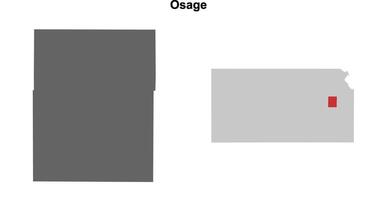Osage County, Kansas blank outline map set vector