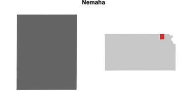 Nemaha County, Kansas blank outline map set vector