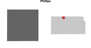 Phillips County, Kansas blank outline map set vector