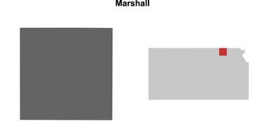 Marshall County, Kansas blank outline map set vector
