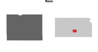 Reno County, Kansas blank outline map set vector