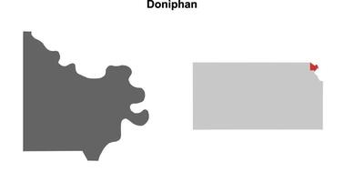 Doniphan County, Kansas blank outline map set vector