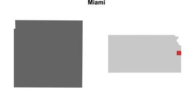 Miami County, Kansas blank outline map set vector