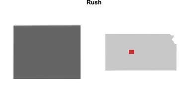 Rush County, Kansas blank outline map set vector