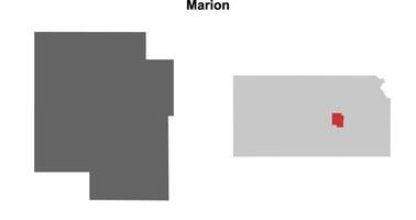 Marion County, Kansas blank outline map set vector