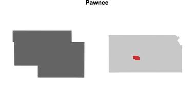Pawnee County, Kansas blank outline map set vector