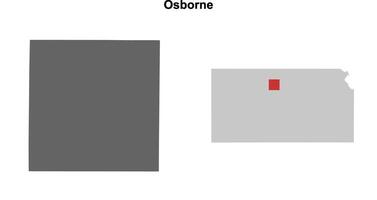 Osborne County, Kansas blank outline map set vector