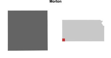 Morton County, Kansas blank outline map set vector