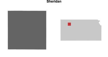 Sheridan County, Kansas blank outline map set vector