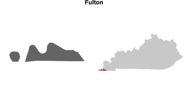 Fulton County, Kentucky blank outline map set vector