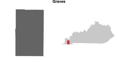Graves County, Kentucky blank outline map set vector