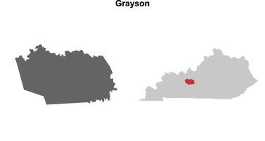 Grayson County, Kentucky blank outline map set vector
