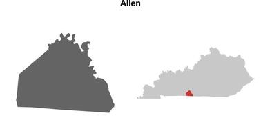 Allen County, Kentucky blank outline map set vector