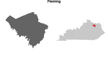 Fleming County, Kentucky blank outline map set vector