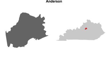 Anderson County, Kentucky blank outline map set vector