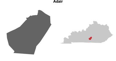Adair County, Kentucky blank outline map set vector
