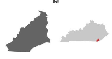 Bell County, Kentucky blank outline map set vector