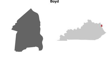 Boyd County, Kentucky blank outline map set vector