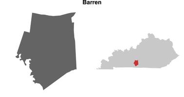 Barren County, Kentucky blank outline map set vector