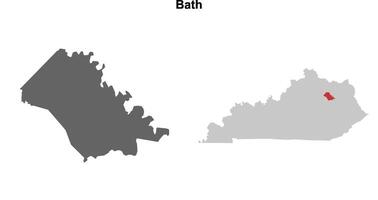 Bath County, Kentucky blank outline map set vector