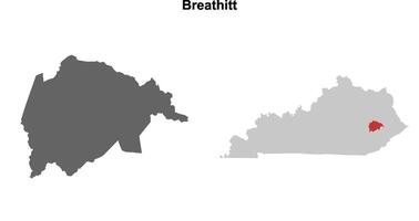 Breathitt County, Kentucky blank outline map set vector