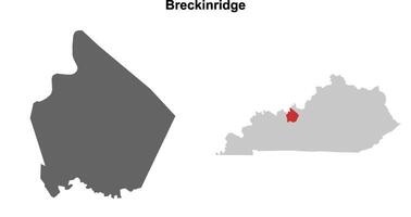 Breckinridge County, Kentucky blank outline map set vector