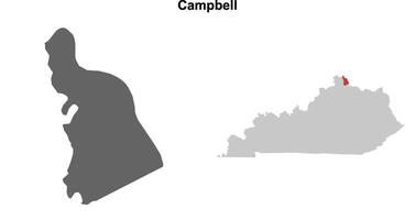 Campbell County, Kentucky blank outline map set vector