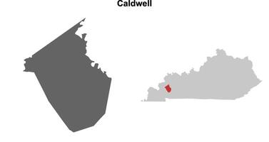 Caldwell County, Kentucky blank outline map set vector