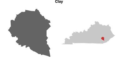 Clay County, Kentucky blank outline map set vector