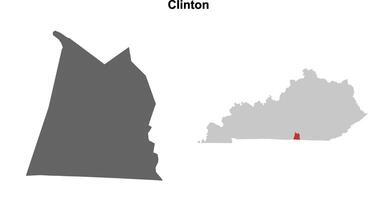 Clinton County, Kentucky blank outline map set vector