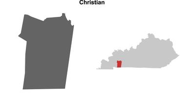 Christian County, Kentucky blank outline map set vector