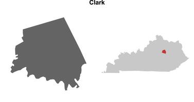 Clark County, Kentucky blank outline map set vector