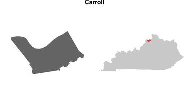 Carroll County, Kentucky blank outline map set vector