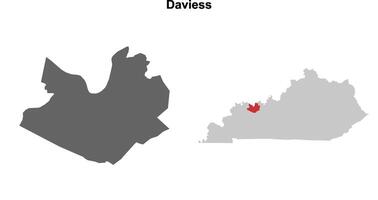 Daviess County, Kentucky blank outline map set vector