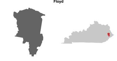 Floyd County, Kentucky blank outline map set vector