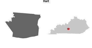 Hart County, Kentucky blank outline map set vector