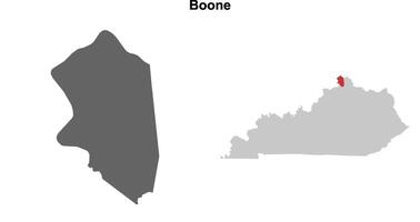 Boone County, Kentucky blank outline map set vector