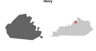 Henry County, Kentucky blank outline map set vector