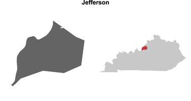 Jefferson County, Kentucky blank outline map set vector