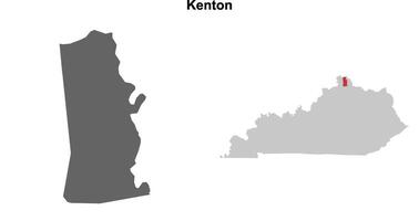 Kenton County, Kentucky blank outline map set vector