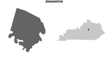 Jessamine County, Kentucky blank outline map set vector