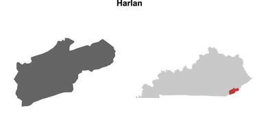 Harlan County, Kentucky blank outline map set vector
