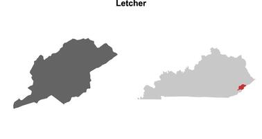 Letcher County, Kentucky blank outline map set vector